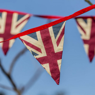 Union Jack Bunting made from 100% cotton and is machine washable at 30° Each piece is 5 m total length with 3 m of flags