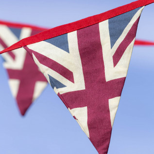 Union Jack Bunting made from 100% cotton and is machine washable at 30° Each piece is 5 m total length with 3 m of flags