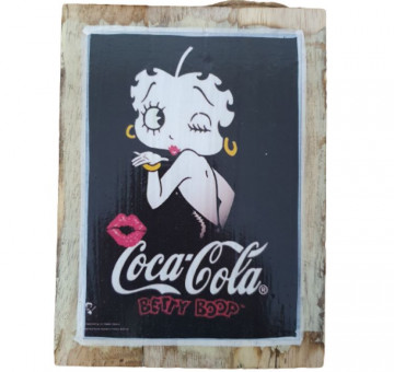 Vintage Printed Picture Betty Boop Coca Cola on Black