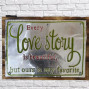Love story wooden and tin sign board