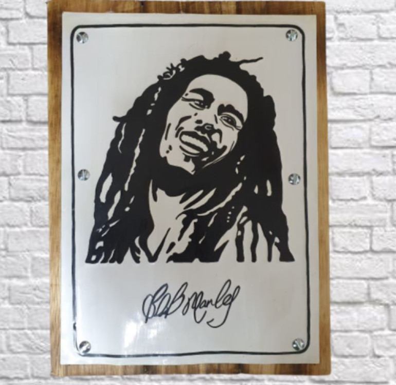 Bob Marley Wooden and Tin Sign Board