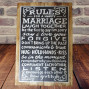 large Wooden Painted Rules Of Marriage Art