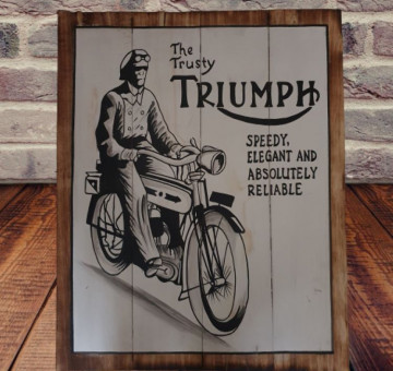 Large Wooden painted Artwork the Trusty Triumph