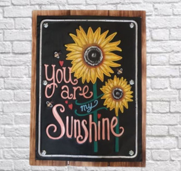 Wood and tin embossed hanging art, you are my sunshine