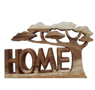Carved Wooden Word Art Home