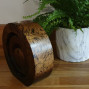 handcrafted candle holder wood swirl circle design