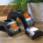hand Crafted Orange Flower Design Arch Candle Holder set of 3