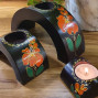 hand Crafted Orange Flower Design Arch Candle Holder set of 3