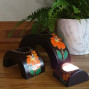 hand Crafted Orange Flower Design Arch Candle Holder set of 3
