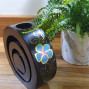 Hand Crafted wooden Blue Flower design set of candle holders