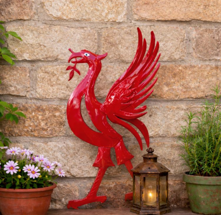 Hand Crafted Metal Liver Bird wall hanging for the home or garden in red