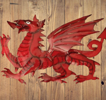 Hand Crafted Metal Welsh Dragon Wall Hanging in red