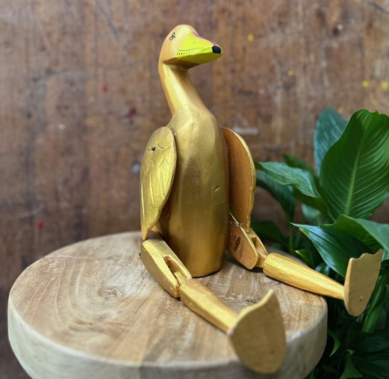 hand carved shelf puppet golden goose