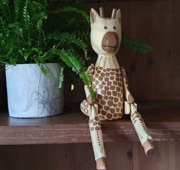 hand carved shelf puppet wooden giraffe