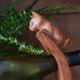 wooden hand carved curved balancing wine bottle holder cat design