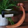 Hand Carved Curved Balancing Wine Bottle Holder with a Parrot design