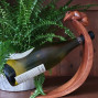 Hand Carved Curved Wine Bottle Holder Frog design
