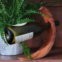 hand carved curved wine bottle holder lizard design