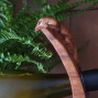 hand carved curved balancing wine bottle holder with a lizard design