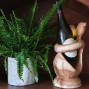 Hand Carved Suar Wood Kissing Couple Wine Bottle Holder