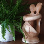 hand carved suar wood kissing couple wine bottle holder