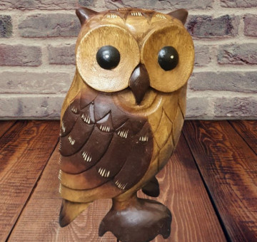 Hand carved 16" tall wooden owl