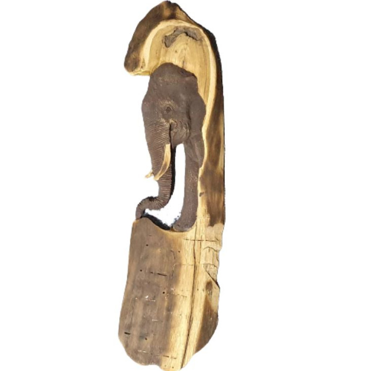 Hand carved elephant wall hanging