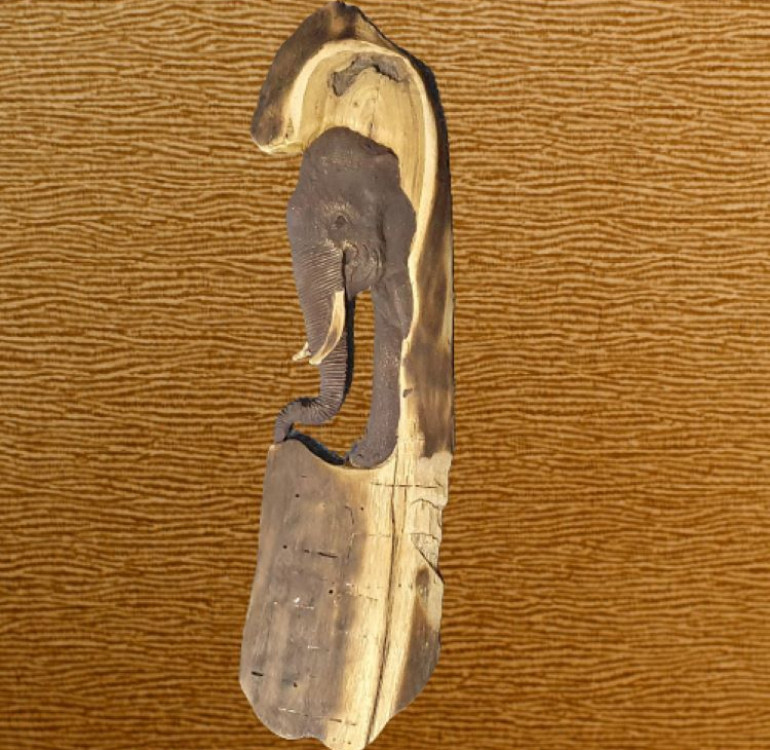 Hand carved elephant wall hanging
