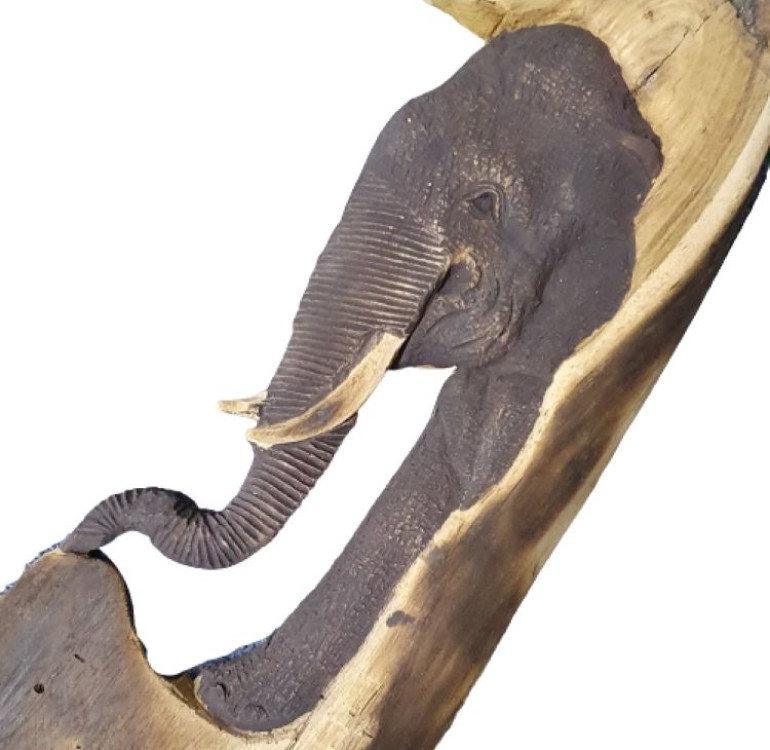 Hand carved elephant wall hanging