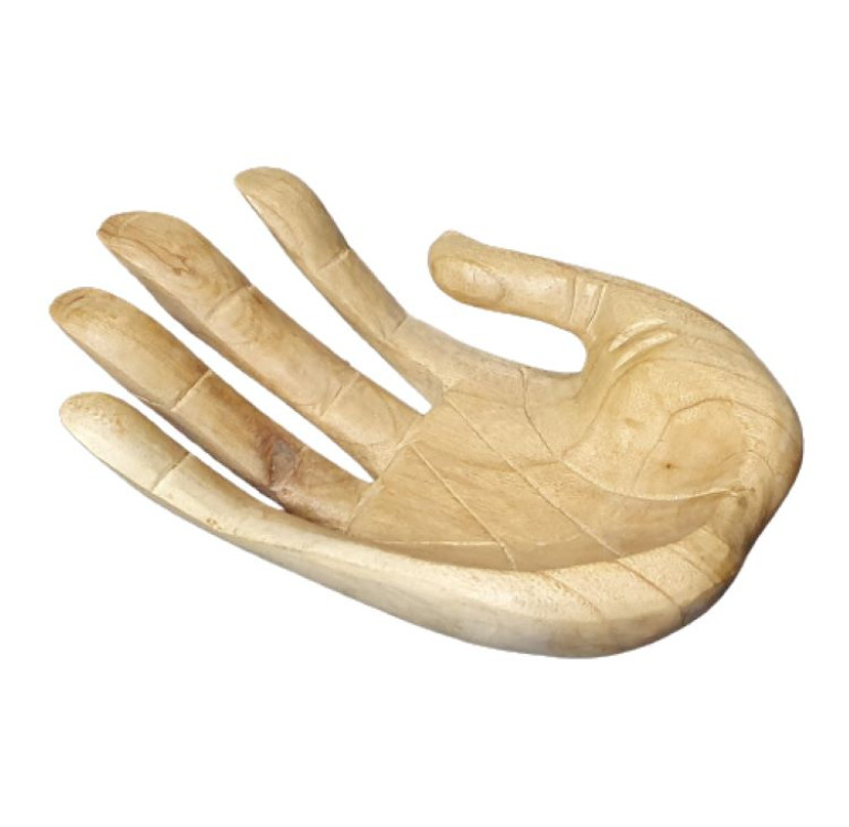 hand carved large open hand wooden bowl