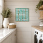 hanging painted sign on wood with words Happiness is being married to your best friend
