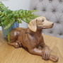 a hand carved wooden dog, Pointer