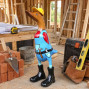an image of a bamboo duck dressed hand painted as a builder handyman