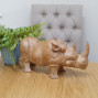 An image of a wooden hand carved Rhino, Rhinoceros ornament