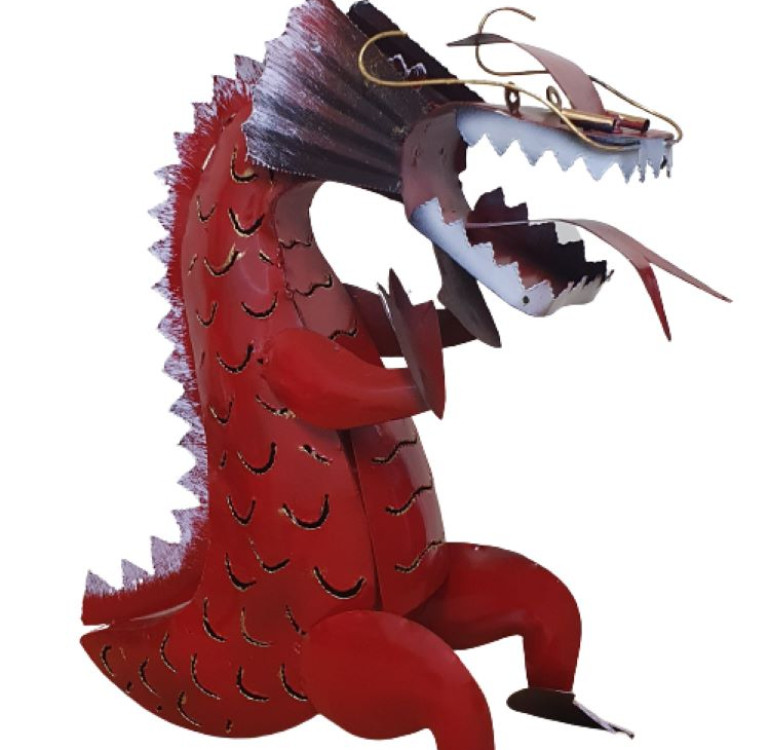 a metal red dragon standing T-Light Holder