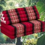 Kapok Thai red burgundy 3 fold floor cushion with back recliner