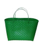 bright green recycled plastic hand woven strong tote bag