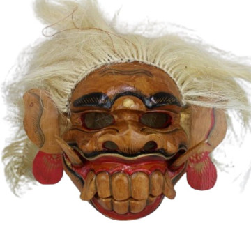 a handmade and hand painted brown Barong mask