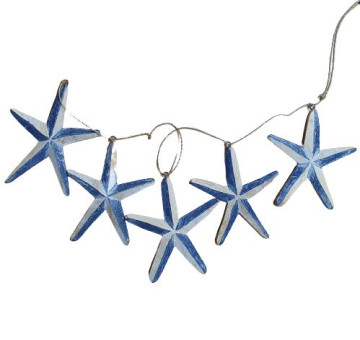 a navy wooden starfish string, garland,