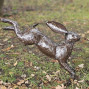 Hand Crafted Metal Springing Hare