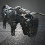 Handcrafted recycled metal parrot on stand sculpture