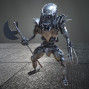 A recycled metal alien made from car parts