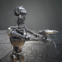A recycled metal Terminator made from car parts