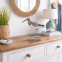 a handmade hand carved sandpiper bird on wood preening ornament