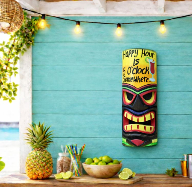 a wooden tiki bar mask for home bar decoration. Fabulous gift
