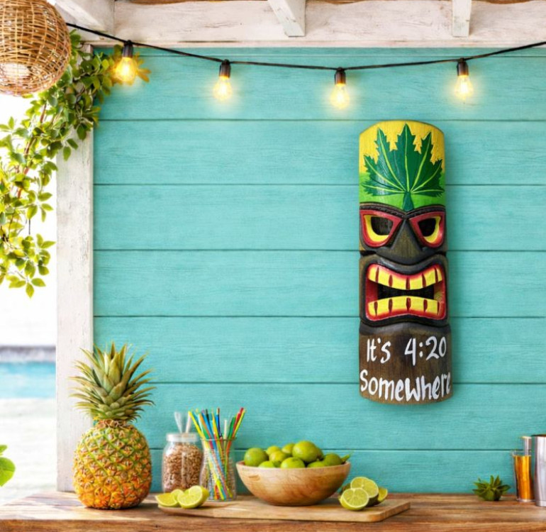a wooden tiki bar mask for home bar decoration. Fabulous gift