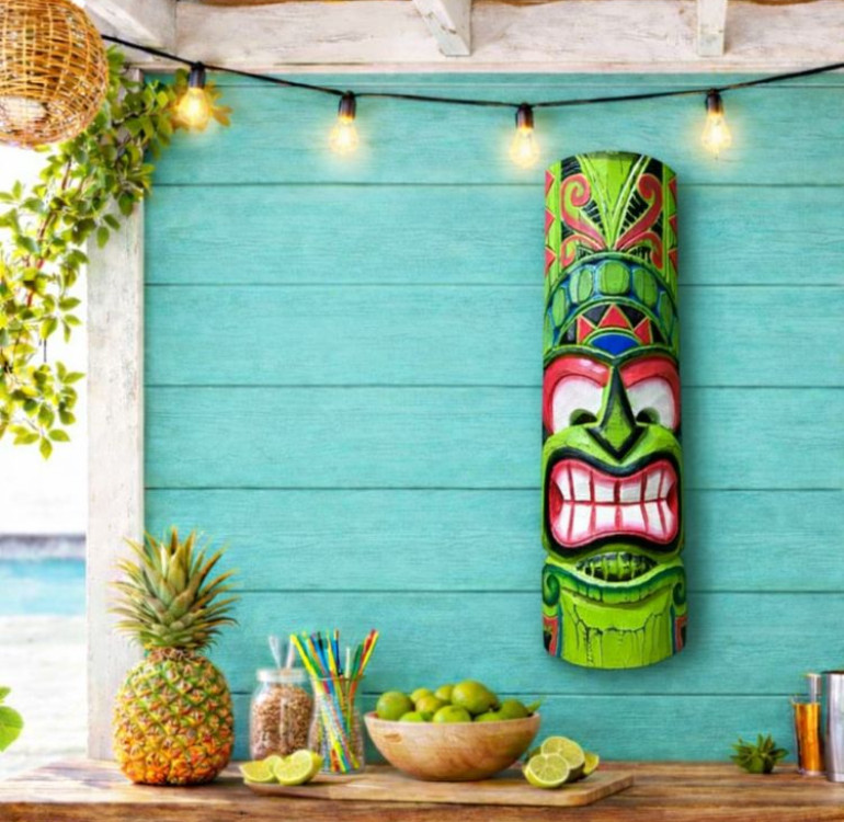 a wooden tiki bar mask for home bar decoration. Fabulous gift