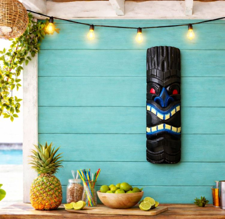 a wooden tiki bar mask for home bar decoration. Fabulous gift