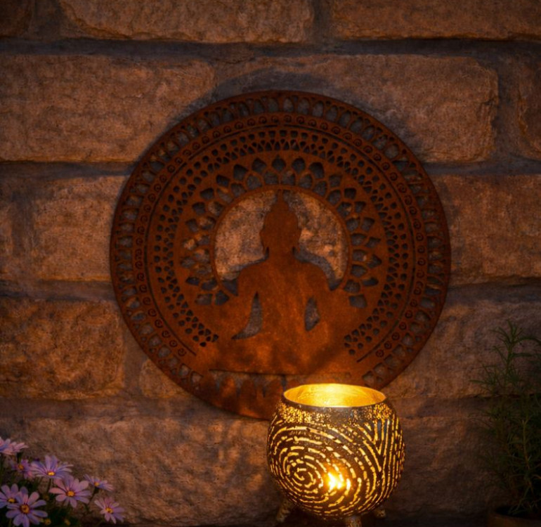 hanging green recycled coconut t-light holder