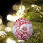 handmade hand painted and decorated blue and silver glitter christmas wooden bauble